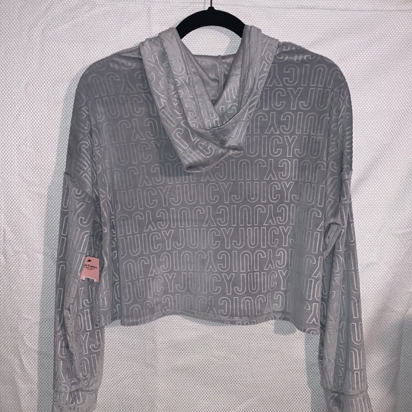 NEW!Juicy Couture Womens Velour Long Sleeve Cropped Lightweight Hoodie Pull over - Picture 3 of 8